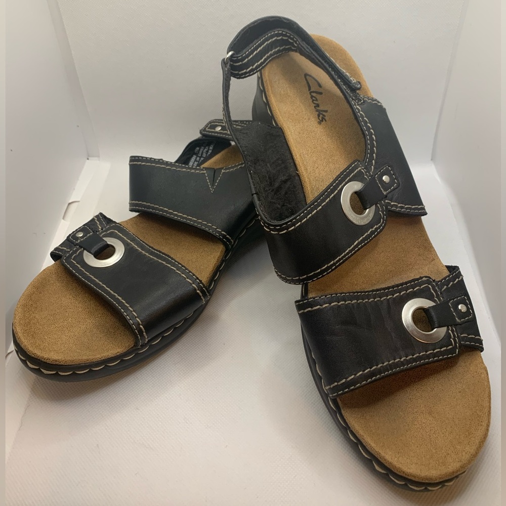 Clarks Black Leather Upper Sandals Size 11 M